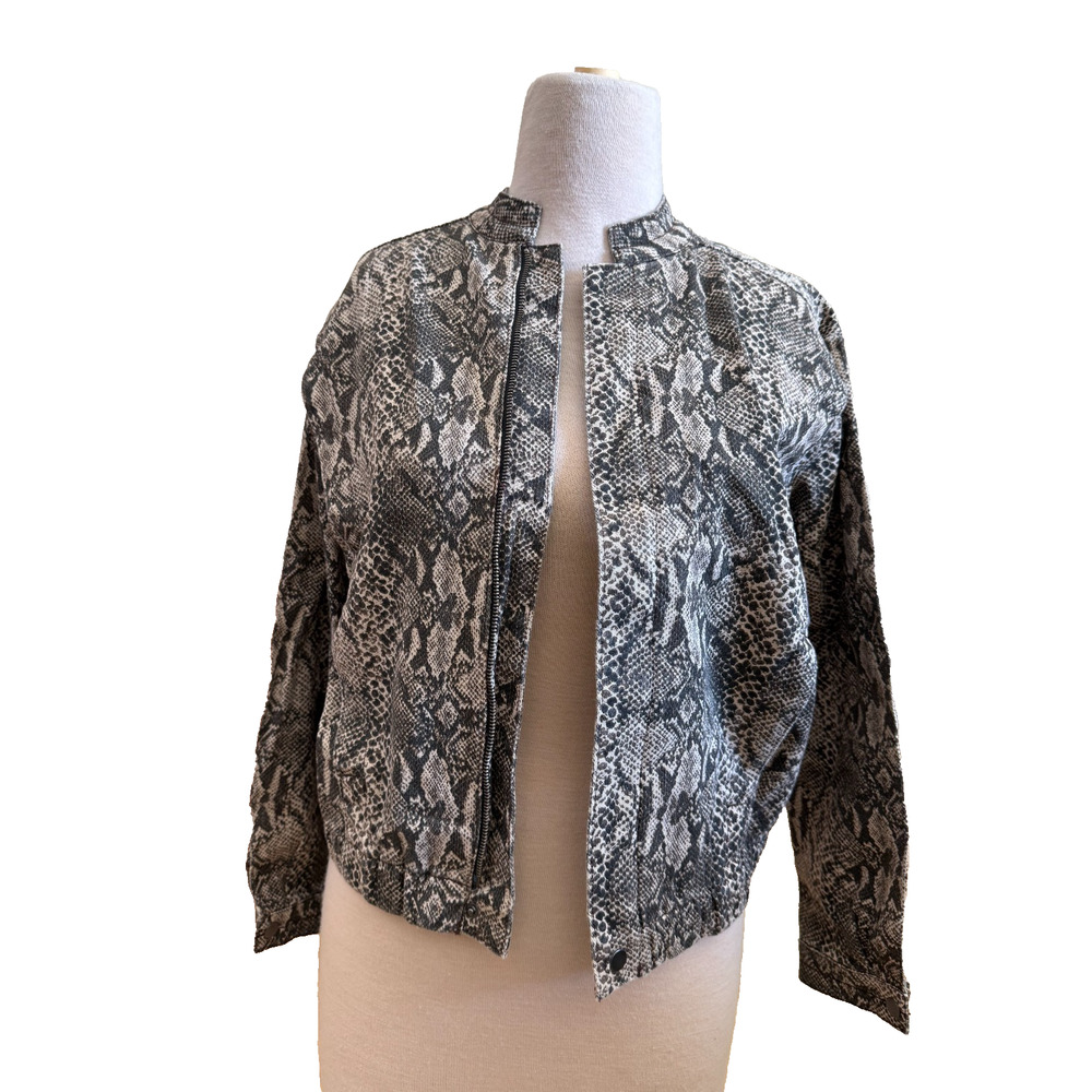 Love, Fire Bomber Jacket Snakeskin Print Women's Medium New with Tags